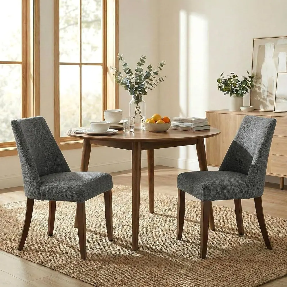 Set of 2 Grey Upholstered Dining Chairs with Armrests for Century-Style Kitchen or Cafe
Set of 2 Grey Upholstered Dining Chairs with Armrests for Century-Style Kitchen or Cafe