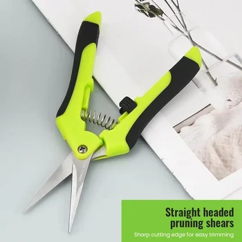 Garden Stainless Steel Flower Scissors Pruning Fruit Pruning Grape Pruning Straight Head Gardening Scissors Pruning Flowers
