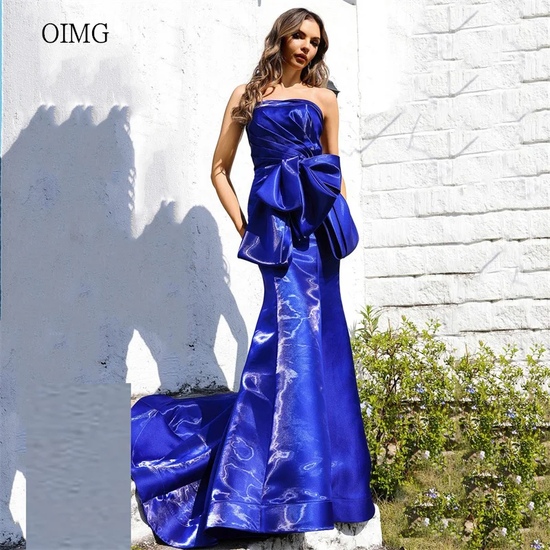 OIMG Royal Blue Strapless Mermaid Prom Gowns Bow Pleated Party Gown Floor Length Evening Dress платье на выпускной Customized
OIMG Royal Blue Strapless Mermaid Prom Gowns Bow Pleated Party Gown Floor Length Evening Dress платье на выпускной Customized