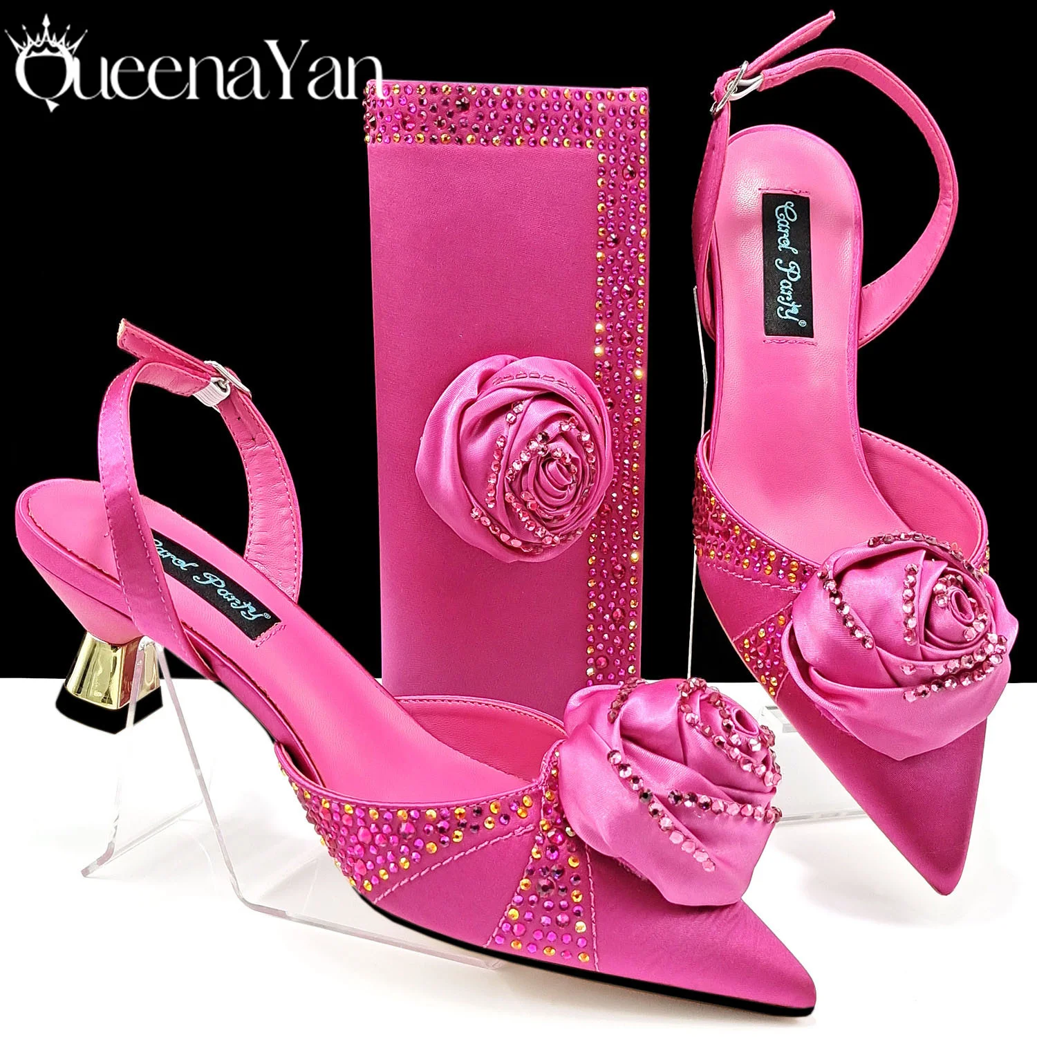 New Fashion Fuchsia Color Handmade Flowers Decoration Design Party Wedding Point Toe Lady Shoes and Bag Set and a pair of shoes
New Fashion Fuchsia Color Handmade Flowers Decoration Design Party Wedding Point Toe Lady Shoes and Bag Set and a pair of shoes