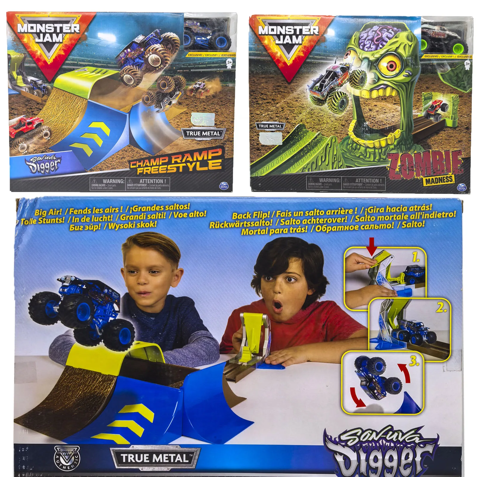 Monster Trucks Vehicles True Metal Son Uva Digger Zombie Madness Champ Ramp Slam To Lunch Back Flip Car Toy Boys Birthday Gift
Monster Trucks Vehicles True Metal Son Uva Digger Zombie Madness Champ Ramp Slam To Lunch Back Flip Car Toy Boys Birthday Gift
