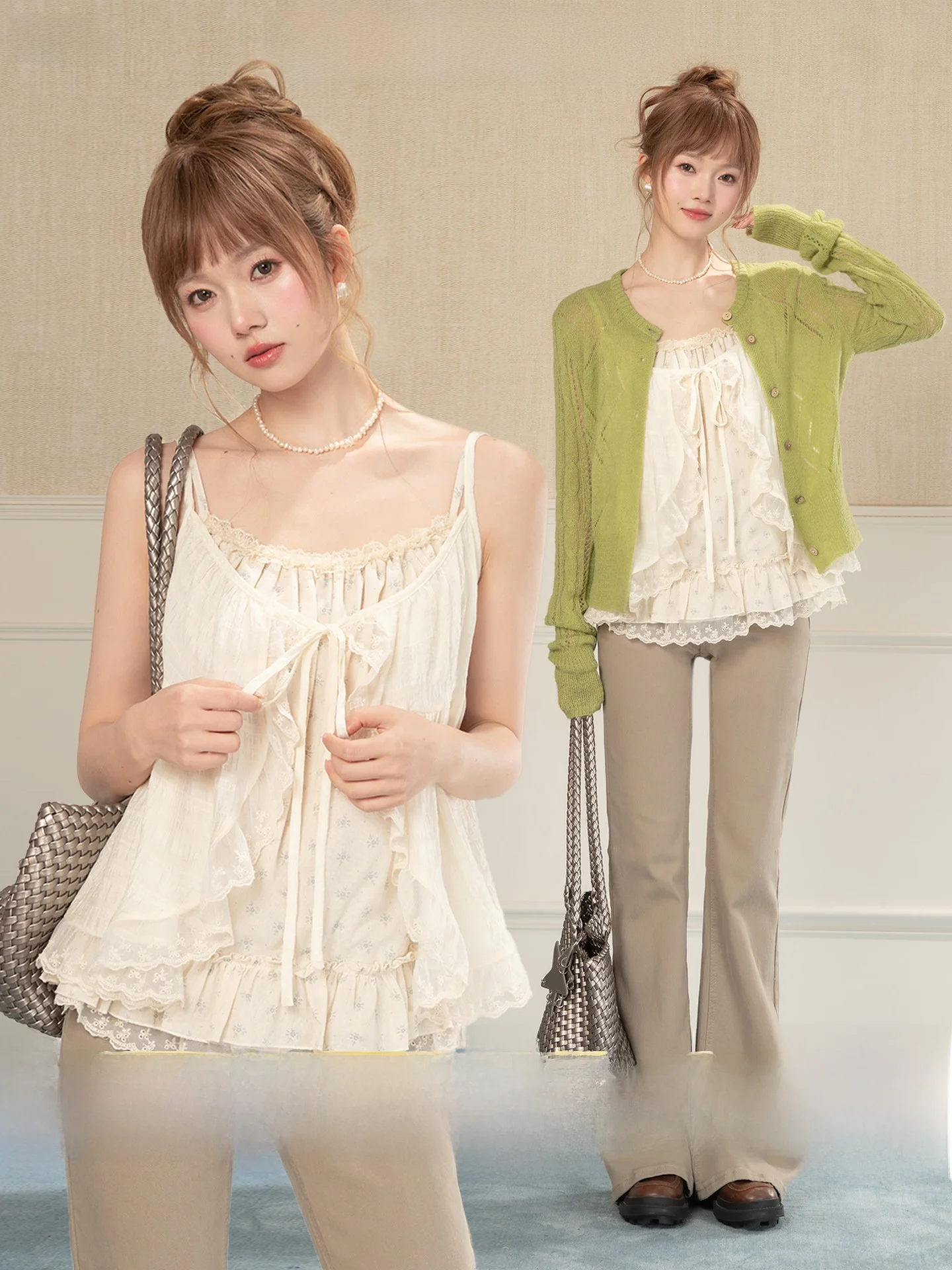 Heynew Floral Lace Trim Camisole Tank Top Women Summer Beautiful Two-Piece Set Tie Top Cotton round Neck Commute Style
Heynew Floral Lace Trim Camisole Tank Top Women Summer Beautiful Two-Piece Set Tie Top Cotton round Neck Commute Style