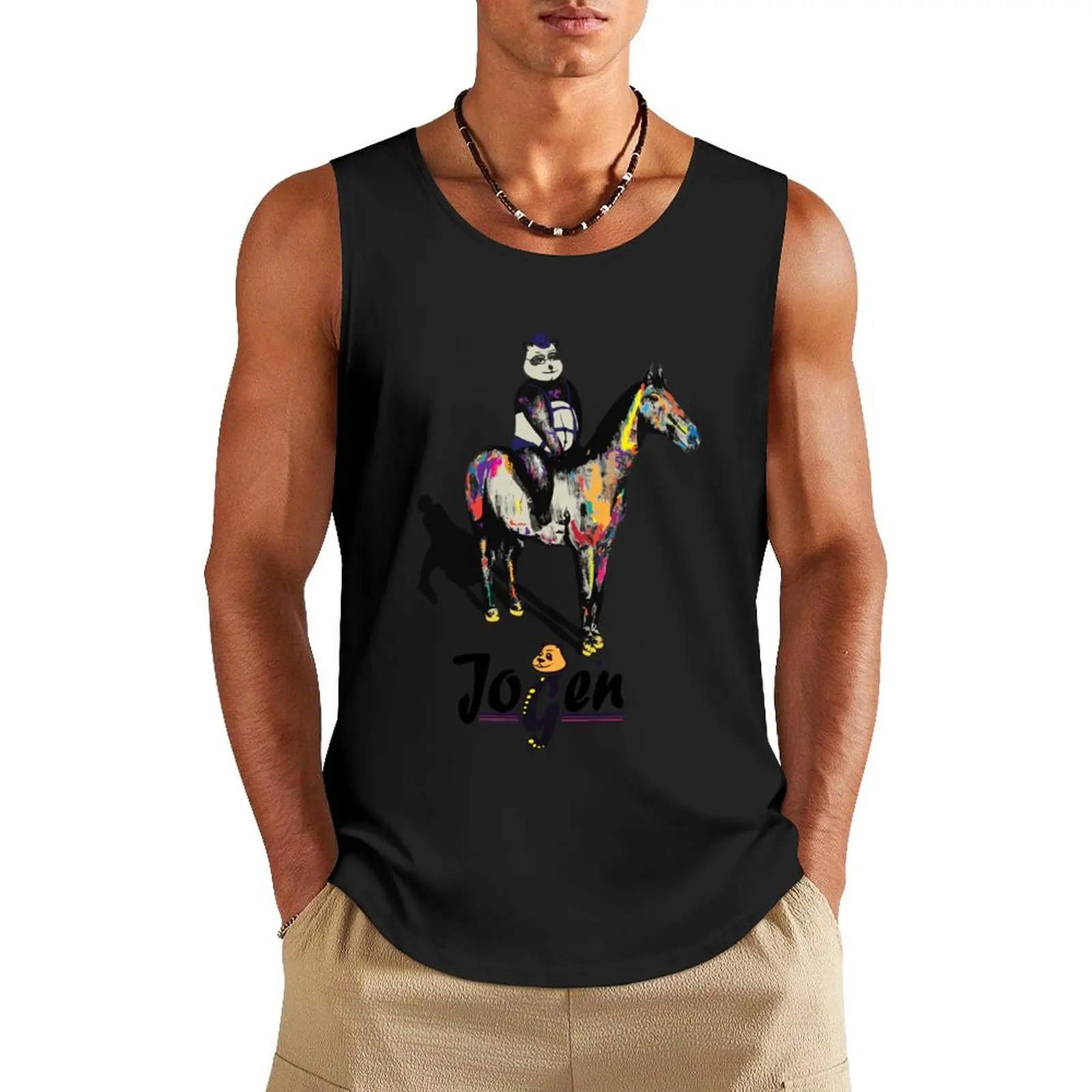 Jogen: Panda- Panda riding Horse (Horse and Panda) Tank Top fitness man vest Vest for boy t-shirts for Men's gym
Jogen: Panda- Panda riding Horse (Horse and Panda) Tank Top fitness man vest Vest for boy t-shirts for Men's gym