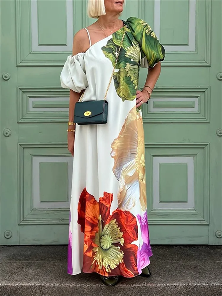 Uoozee Fashion Floral Printed Vacation Bohemia Summer Dresses Women Puff Sleeves One-shoulder Loose Party Evening Maxi Dress
Uoozee Fashion Floral Printed Vacation Bohemia Summer Dresses Women Puff Sleeves One-shoulder Loose Party Evening Maxi Dress