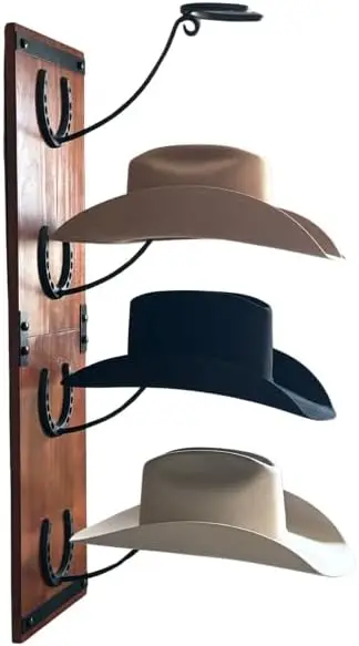 Western Wall Hat Rack with Horseshoe Mounts, Wood Holder for Cowboy Hats, Customizable Organizer
Western Wall Hat Rack with Horseshoe Mounts, Wood Holder for Cowboy Hats, Customizable Organizer