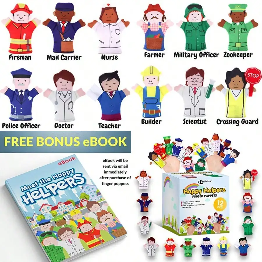 12-Piece Neighborhood People Finger Puppets Set, Educational Toys for ESL Kids
12-Piece Neighborhood People Finger Puppets Set, Educational Toys for ESL Kids