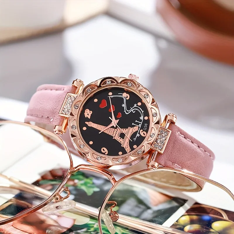 Женские кварцевые часы с милым сердцем, Эйфелевой башней, элегантные женские аналоговые наручные часы из искусственной кожи, подарок на День святого Валентина для нее
Женские кварцевые часы с милым сердцем, Эйфелевой башней, элегантные женские аналоговые наручные часы из искусственной кожи, подарок на День святого Валентина для нее