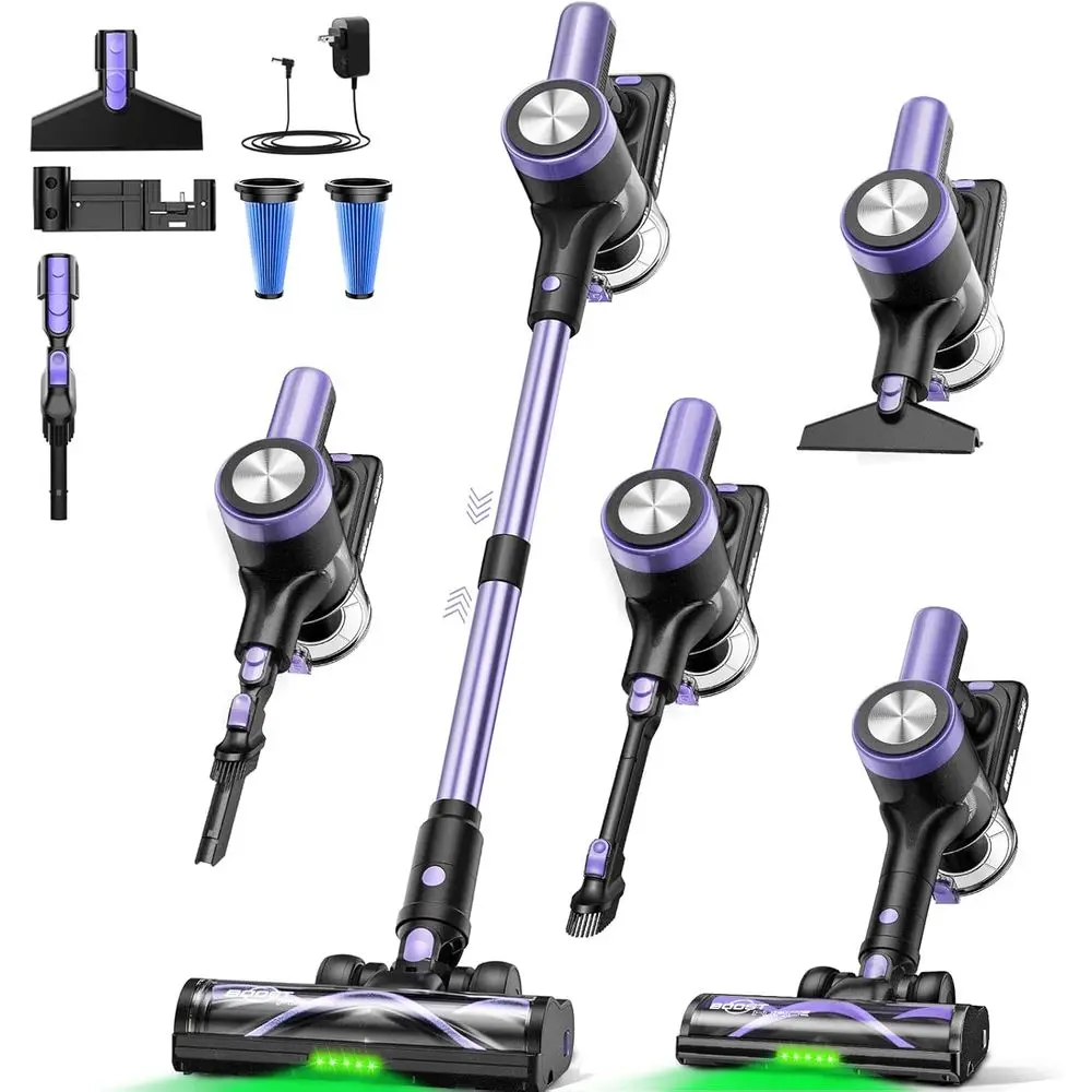 46KPa/500W Stick Vacuum with 55 Mins Runtime, Self-Standing, LED Display, Anti-Brush, Rechargeable for Hardwood Floors and Pet H
46KPa/500W Stick Vacuum with 55 Mins Runtime, Self-Standing, LED Display, Anti-Brush, Rechargeable for Hardwood Floors and Pet H