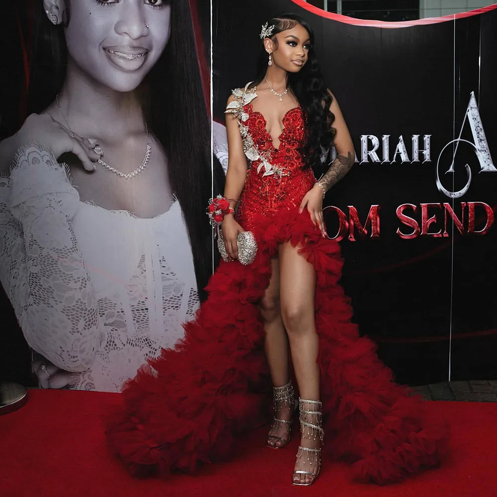 Luxury Red Mermaid Prom Dresses For Special Occasions Ruffles Birthday Party Dress Diamonds Bead Graduation Gown Customized
Luxury Red Mermaid Prom Dresses For Special Occasions Ruffles Birthday Party Dress Diamonds Bead Graduation Gown Customized