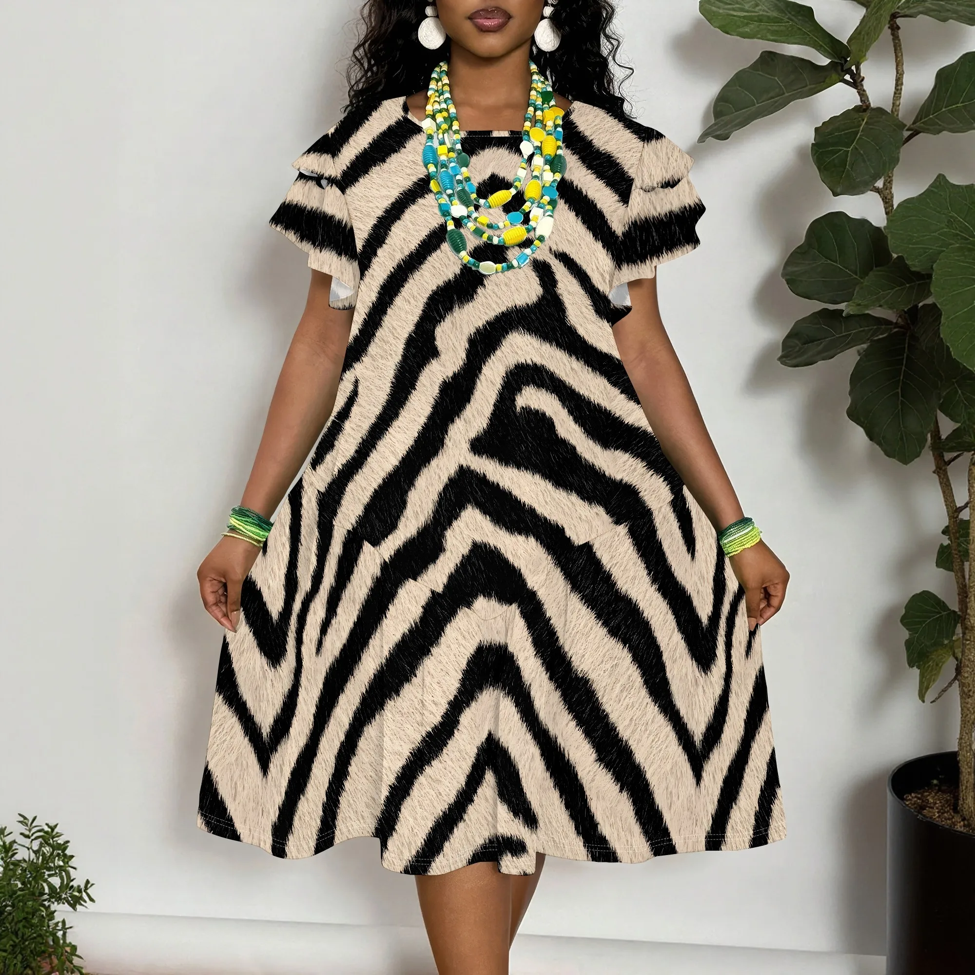 Women's Plus Size Zebra Print Short Sleeve Dress Casual Loose Fit Summer Beach Maxi Dress
Women's Plus Size Zebra Print Short Sleeve Dress Casual Loose Fit Summer Beach Maxi Dress