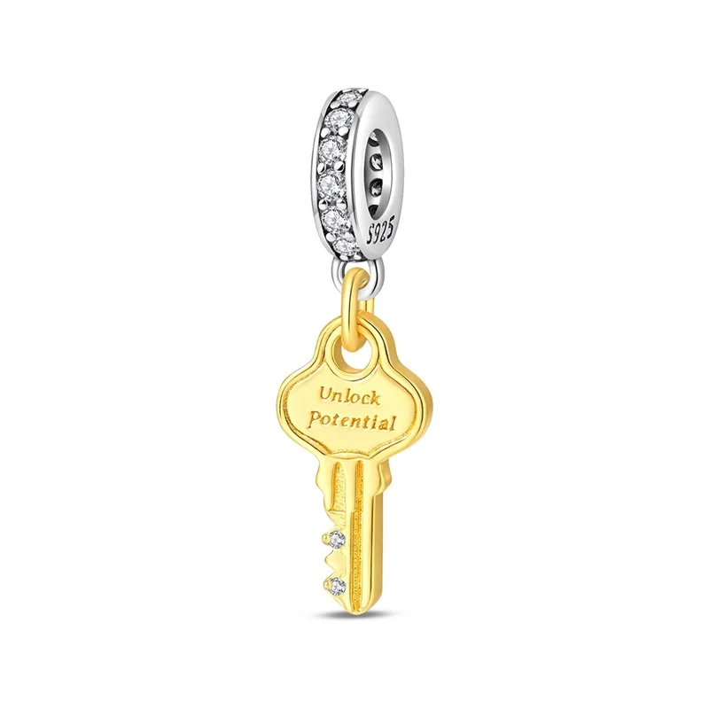 New 925 Sterling Silver Release Energy Golden Key Charms Pendant Fit 3mm Original Bracelet DIY Women Birthday Party Jewelry
New 925 Sterling Silver Release Energy Golden Key Charms Pendant Fit 3mm Original Bracelet DIY Women Birthday Party Jewelry