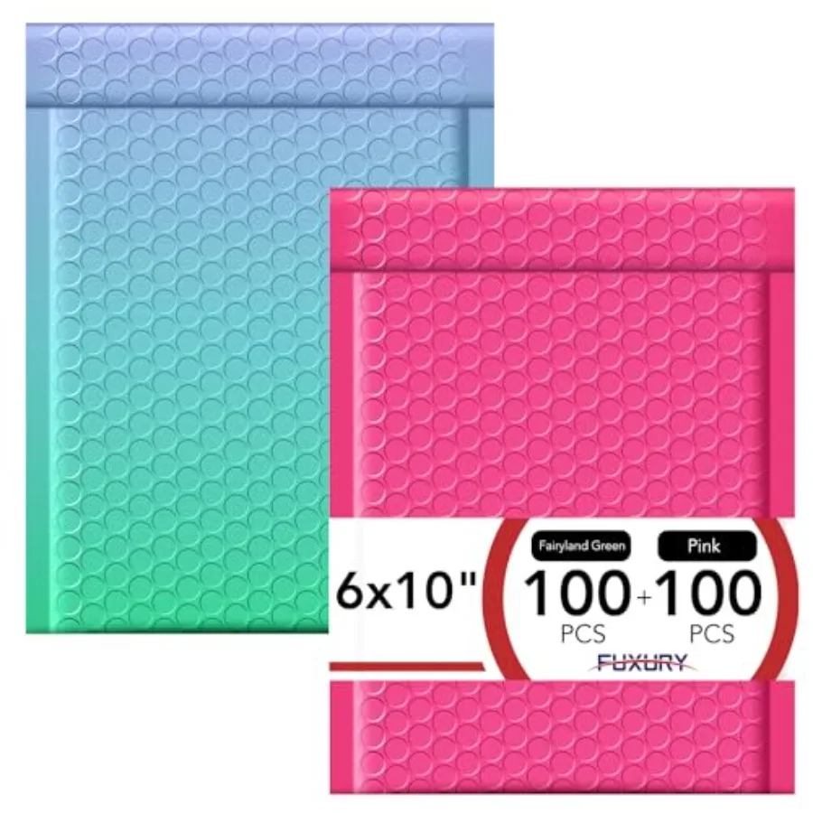 200pc Bubble Mailers 100Pack 6x10 Padded Envelopes Fairyland Green and Pink Self Seal Waterproof Mailing Envelopes Bubble Padde
200pc Bubble Mailers 100Pack 6x10 Padded Envelopes Fairyland Green and Pink Self Seal Waterproof Mailing Envelopes Bubble Padde