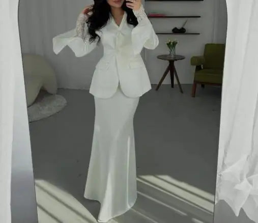 Slim Fit Satin Long Skirt Set 2025 Autumn Winter Casual Design Fashionable Temperament Solid Color Suit Jacket 
Slim Fit Satin Long Skirt Set 2025 Autumn Winter Casual Design Fashionable Temperament Solid Color Suit Jacket