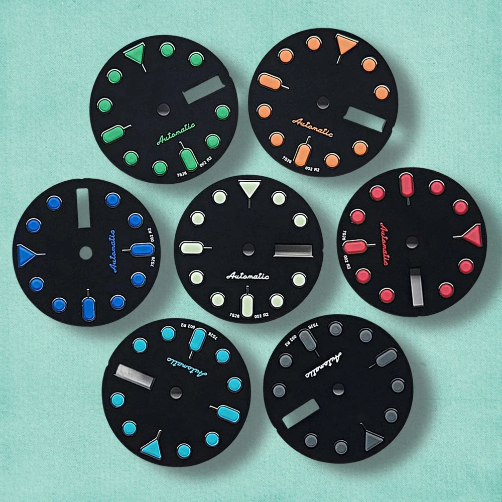 28.5mm S 5 Logo SKX007 Black Dial Suitable for NH36/4R36 Movement Green Luminous Dual Calendar Watch Modification Accessories
28.5mm S 5 Logo SKX007 Black Dial Suitable for NH36/4R36 Movement Green Luminous Dual Calendar Watch Modification Accessories