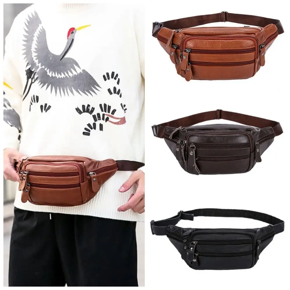 Solid Color Genuine Leather Fanny Bag Adjustable Buckle Strap Waterproof Men's Chest Pouch Zipper Multi-layered Travel Waist Bag
Solid Color Genuine Leather Fanny Bag Adjustable Buckle Strap Waterproof Men's Chest Pouch Zipper Multi-layered Travel Waist Bag