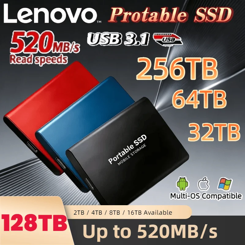Внешний SSD-накопитель Lenovo T5 USB 3.1, 2 ТБ/4 ТБ, высокоскоростной, портативный, миниатюрный, большой емкости, флеш-диск V2
Внешний SSD-накопитель Lenovo T5 USB 3.1, 2 ТБ/4 ТБ, высокоскоростной, портативный, миниатюрный, большой емкости, флеш-диск V2