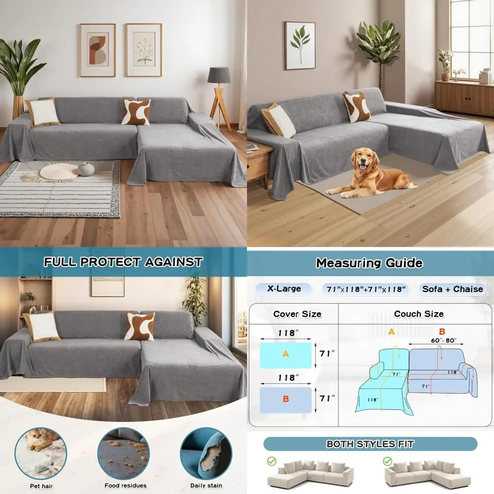 MYSKY HOME Dog-Friendly Sectional Couch Covers, 2-Piece Washable Covers for L-Shaped Sofas, Furniture Protection Chai
MYSKY HOME Dog-Friendly Sectional Couch Covers, 2-Piece Washable Covers for L-Shaped Sofas, Furniture Protection Chai