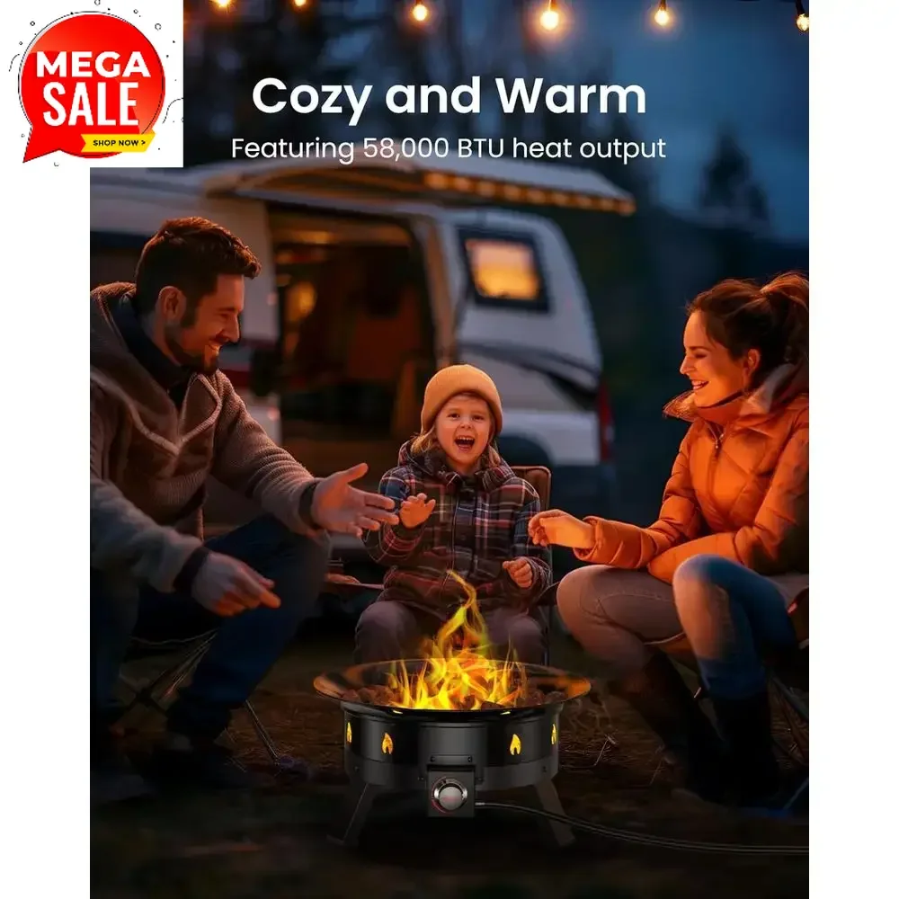 Hot salesPortable Outdoor Propane Fire Pit with Grill, Folding Legs, Tank Holder, and Carry Strap, CSA Certified, 58,000 BTUs
Hot salesPortable Outdoor Propane Fire Pit with Grill, Folding Legs, Tank Holder, and Carry Strap, CSA Certified, 58,000 BTUs