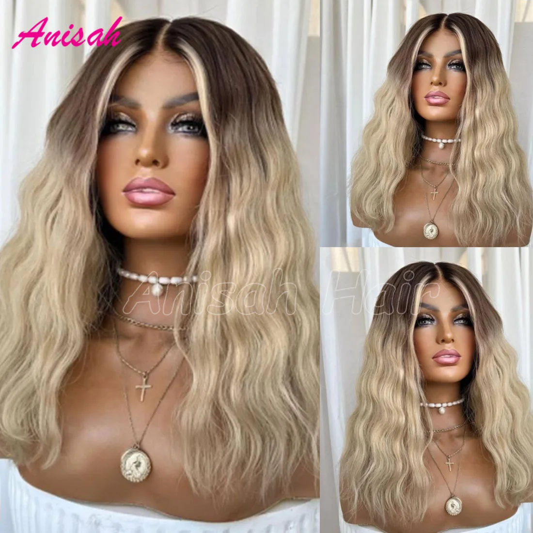 13x4 Ombre Blonde With Dark Root Colored Lace Front Wigs For Women Human Hair Natural Water Wave Transparent Lace Frontal Wig
13x4 Ombre Blonde With Dark Root Colored Lace Front Wigs For Women Human Hair Natural Water Wave Transparent Lace Frontal Wig
