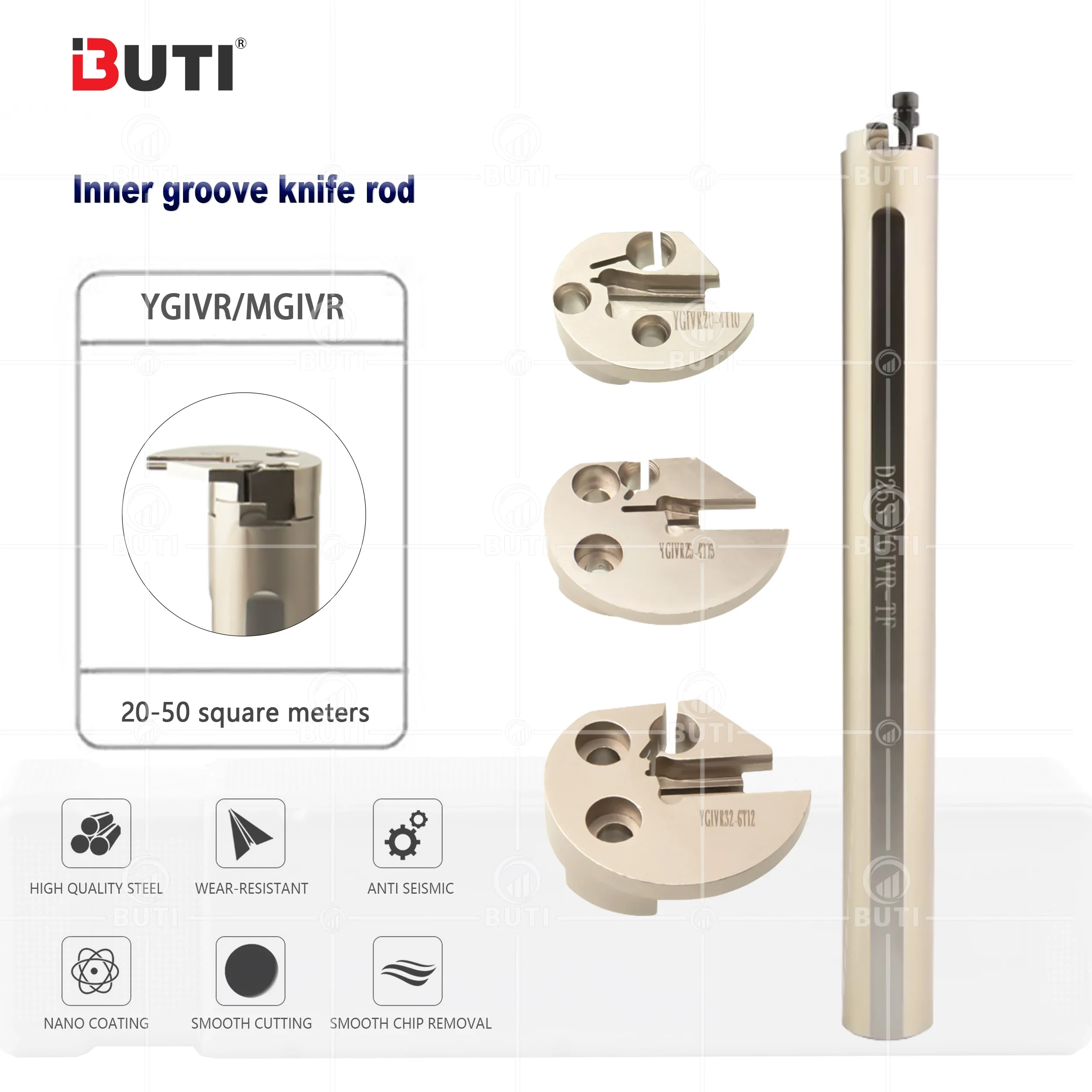 YGIVR20-1.5T7 E25S-YGIVR-TF CNC Internal Groove Split Type Interchangeable Head Combined Type Lathe Inner Grooving Turning Tool
YGIVR20-1.5T7 E25S-YGIVR-TF CNC Internal Groove Split Type Interchangeable Head Combined Type Lathe Inner Grooving Turning Tool
