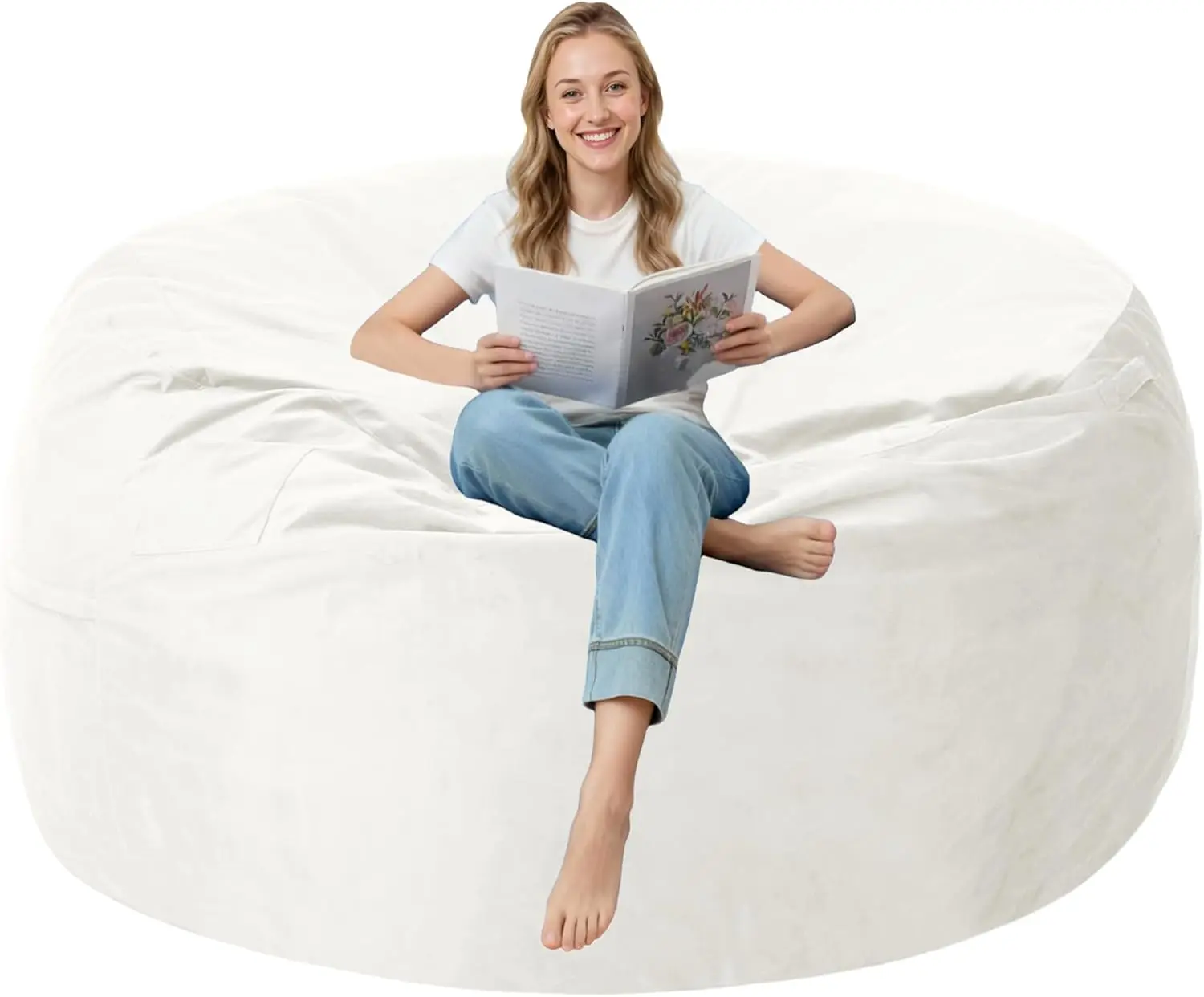 3FT Bean Bag Chair with Ultra Soft Velvet Cover, Memory Foam, Large Size Lazy Sofa for Dorm, Office, Living Room, Bedroom, Off White
3FT Bean Bag Chair with Ultra Soft Velvet Cover, Memory Foam, Large Size Lazy Sofa for Dorm, Office, Living Room, Bedroom, Off White