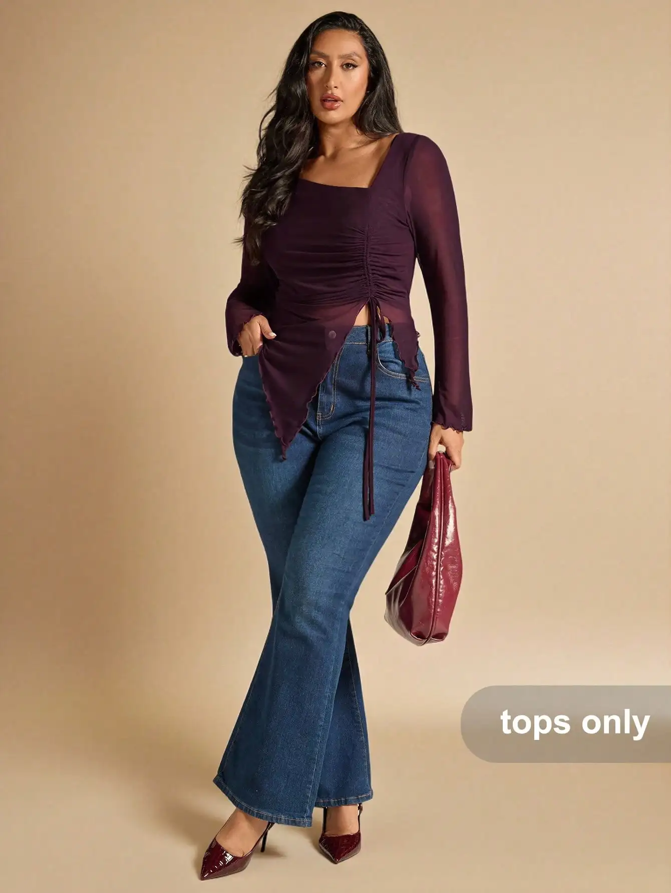 Plus Size Women's Solid Asymmetrical Neck Long Sleeve Drawstring Hem Top
Plus Size Women's Solid Asymmetrical Neck Long Sleeve Drawstring Hem Top