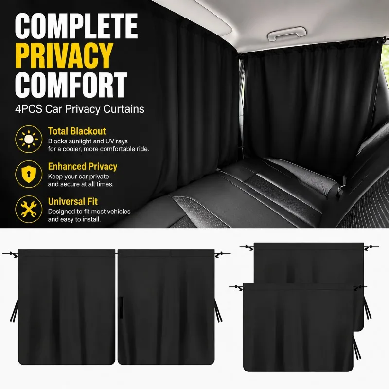 4Pcs Car Sun Shade Curtain Dual Open Privacy Partition Shade Rear Seat Light Blocking Thick Shading Fabric Flexible Opening
4Pcs Car Sun Shade Curtain Dual Open Privacy Partition Shade Rear Seat Light Blocking Thick Shading Fabric Flexible Opening
