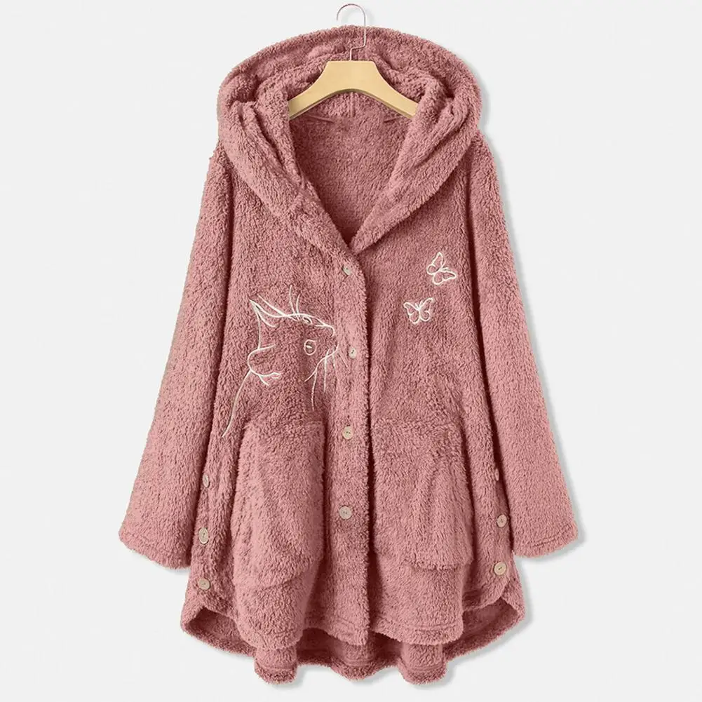 Women Winter Coat Thick Warm Thermal Long Sleeves Buttons Plush Butterflies Cozy Cat Pattern Winter Plush Hoodie Coat Abrigos
Women Winter Coat Thick Warm Thermal Long Sleeves Buttons Plush Butterflies Cozy Cat Pattern Winter Plush Hoodie Coat Abrigos