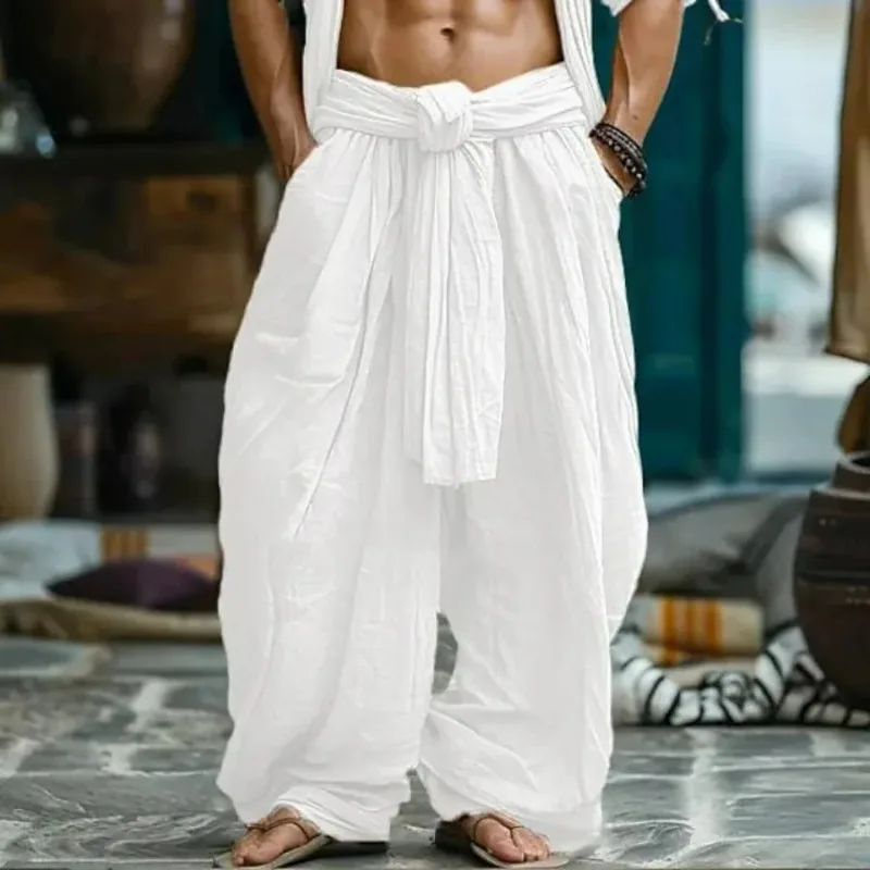 Men's Solid Casual Trousers Loose Wide Leg Baggy Pants Breathable Lace Up Joggers Pants Fashion Streetwear Male Harem Pants
Men's Solid Casual Trousers Loose Wide Leg Baggy Pants Breathable Lace Up Joggers Pants Fashion Streetwear Male Harem Pants