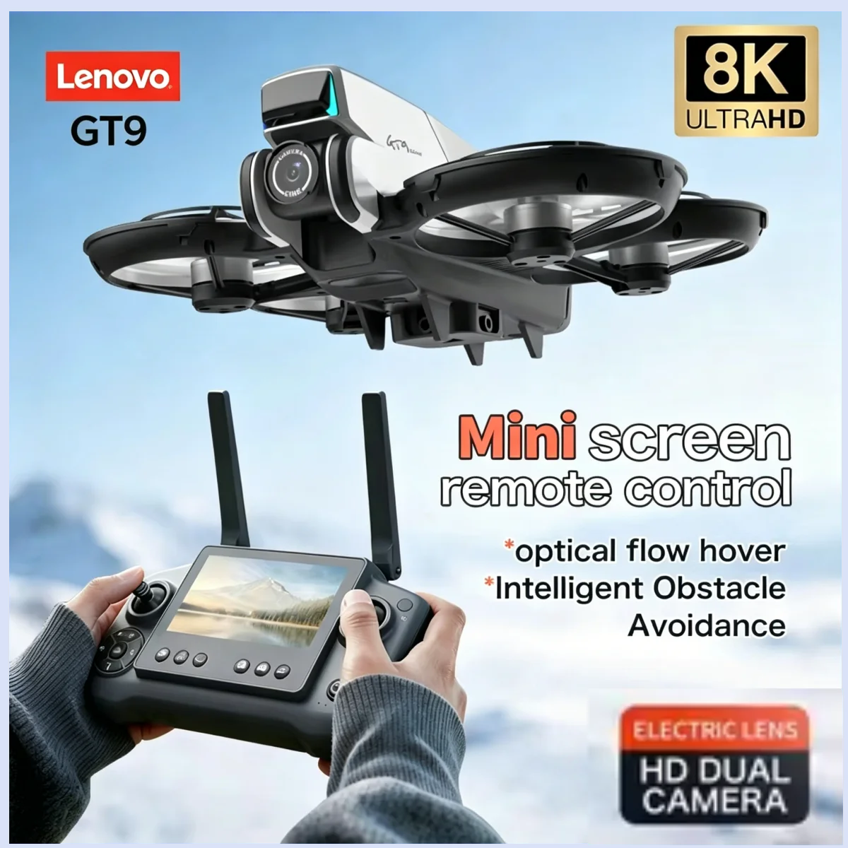 Lenovo GT9 FPV Optical Flow Drone 4.3" Screen 4K 8K HDDual Cameras 2.4G Brushless WIFI Professional Aerial Quadcopter new model
Lenovo GT9 FPV Optical Flow Drone 4.3" Screen 4K 8K HDDual Cameras 2.4G Brushless WIFI Professional Aerial Quadcopter new model