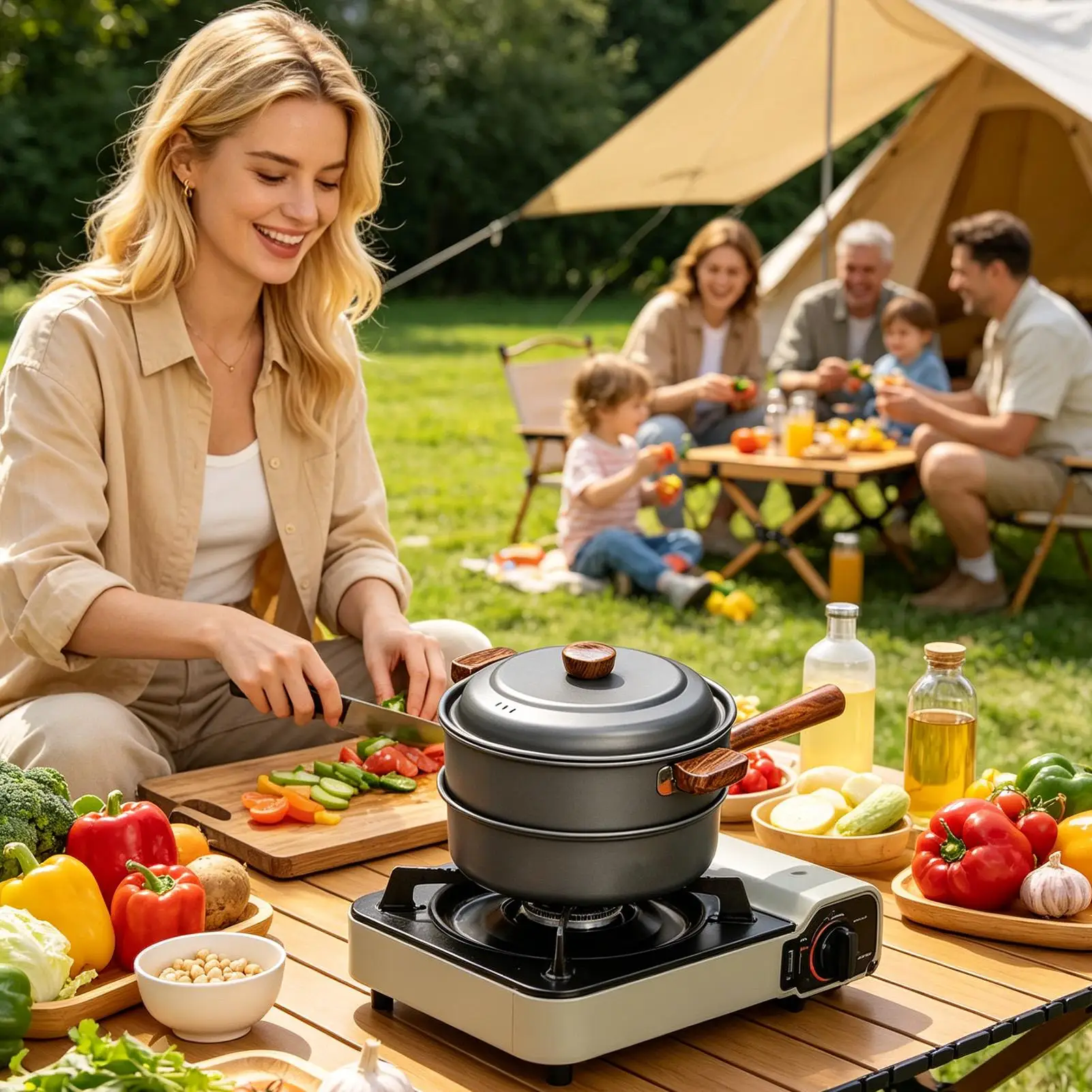 Camping Pots Double-Layer With Wooden Handle Portable Camping Frying Pan With Steamer For 2-3 People Picnic Hiking Backpacking
Camping Pots Double-Layer With Wooden Handle Portable Camping Frying Pan With Steamer For 2-3 People Picnic Hiking Backpacking