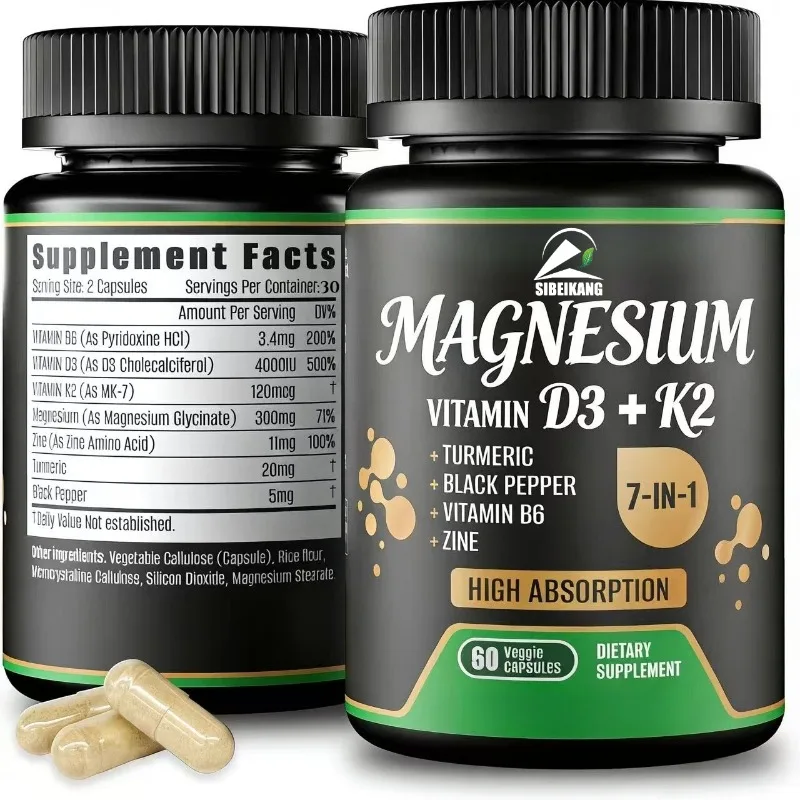 7-in-1 magnesium glycinate 4000IU, silica, high absorption magnesium supplement -60 capsules
7-in-1 magnesium glycinate 4000IU, silica, high absorption magnesium supplement -60 capsules