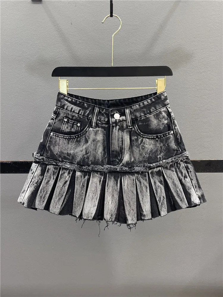 Retro American Tie Dye Denim Half Skirt Women's Summer Slimming Frayed A-Line Pleated Short Skirt Casual High Waist Cott...
Retro American Tie Dye Denim Half Skirt Women's Summer Slimming Frayed A-Line Pleated Short Skirt Casual High Waist Cott...