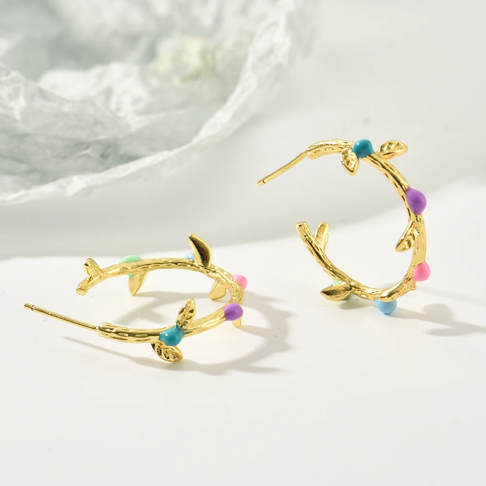 Trendy Colored Oil Twig Stud Earrings For Women Fashion Versatile Ladies C-shaped Hoop Earrings Jewelry Wholesale Direct Sales
Trendy Colored Oil Twig Stud Earrings For Women Fashion Versatile Ladies C-shaped Hoop Earrings Jewelry Wholesale Direct Sales