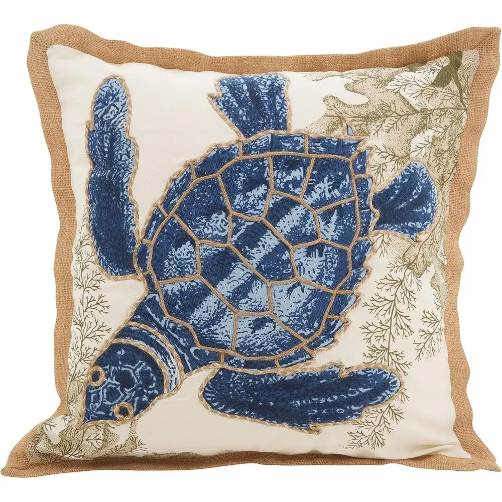 20 x 20 Sea Turtle Navy Blue Throw Pillow with Woven Cotton and Jute Trim, Zippered Closure
20 x 20 Sea Turtle Navy Blue Throw Pillow with Woven Cotton and Jute Trim, Zippered Closure