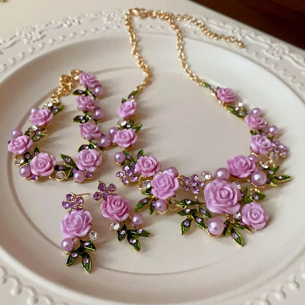 Temperament Rhinestone Rose Flower Necklace Sweet Pearl Flower Bracelet Choker Collarbone Chain Women Jewelry Party
Temperament Rhinestone Rose Flower Necklace Sweet Pearl Flower Bracelet Choker Collarbone Chain Women Jewelry Party