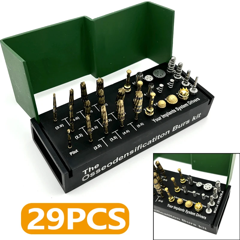 29Pcs Dental Ridge Expansion Kit - Osseodensification Burs & Bone Cutting Tools for Alveolotomy & Implant Procedures
29Pcs Dental Ridge Expansion Kit - Osseodensification Burs & Bone Cutting Tools for Alveolotomy & Implant Procedures