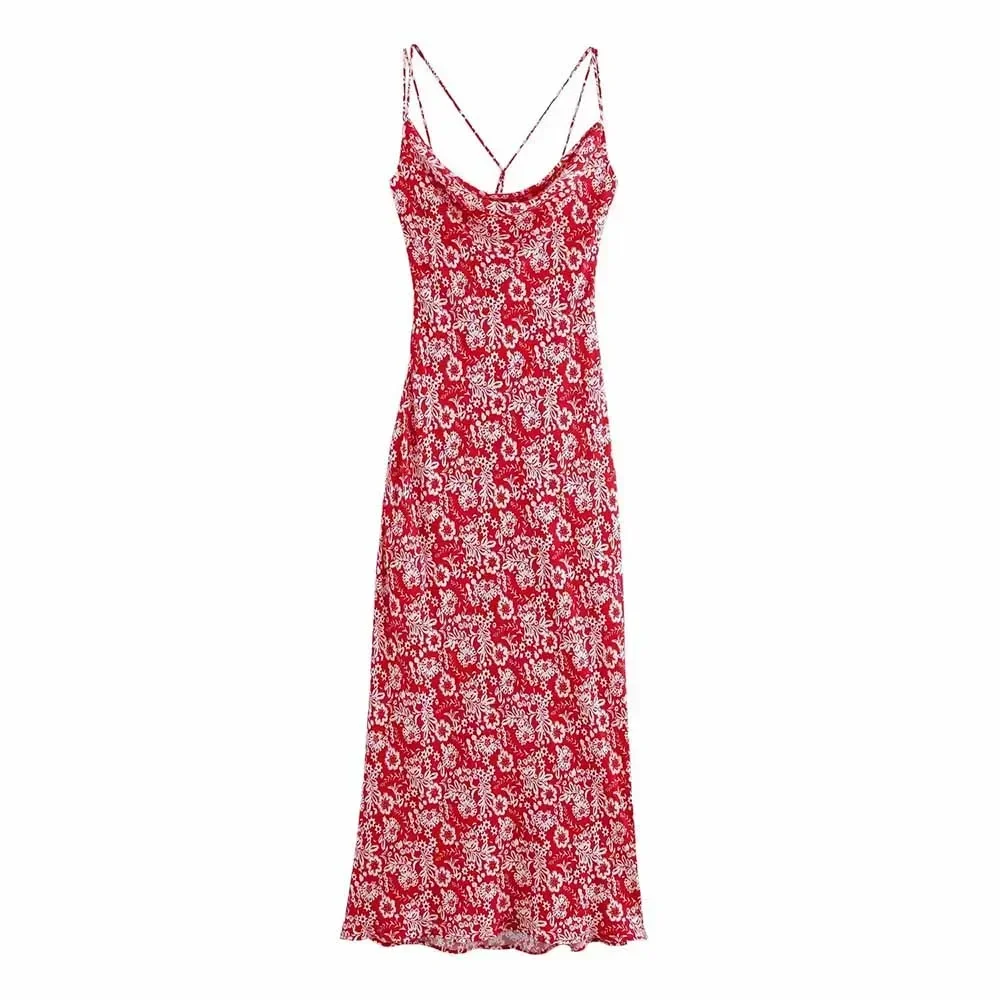 Women's new Chic fashion pleated collar design slim Sleeveless floral print MIDI dress retro Backless Thin Straps women's dress
Women's new Chic fashion pleated collar design slim Sleeveless floral print MIDI dress retro Backless Thin Straps women's dress