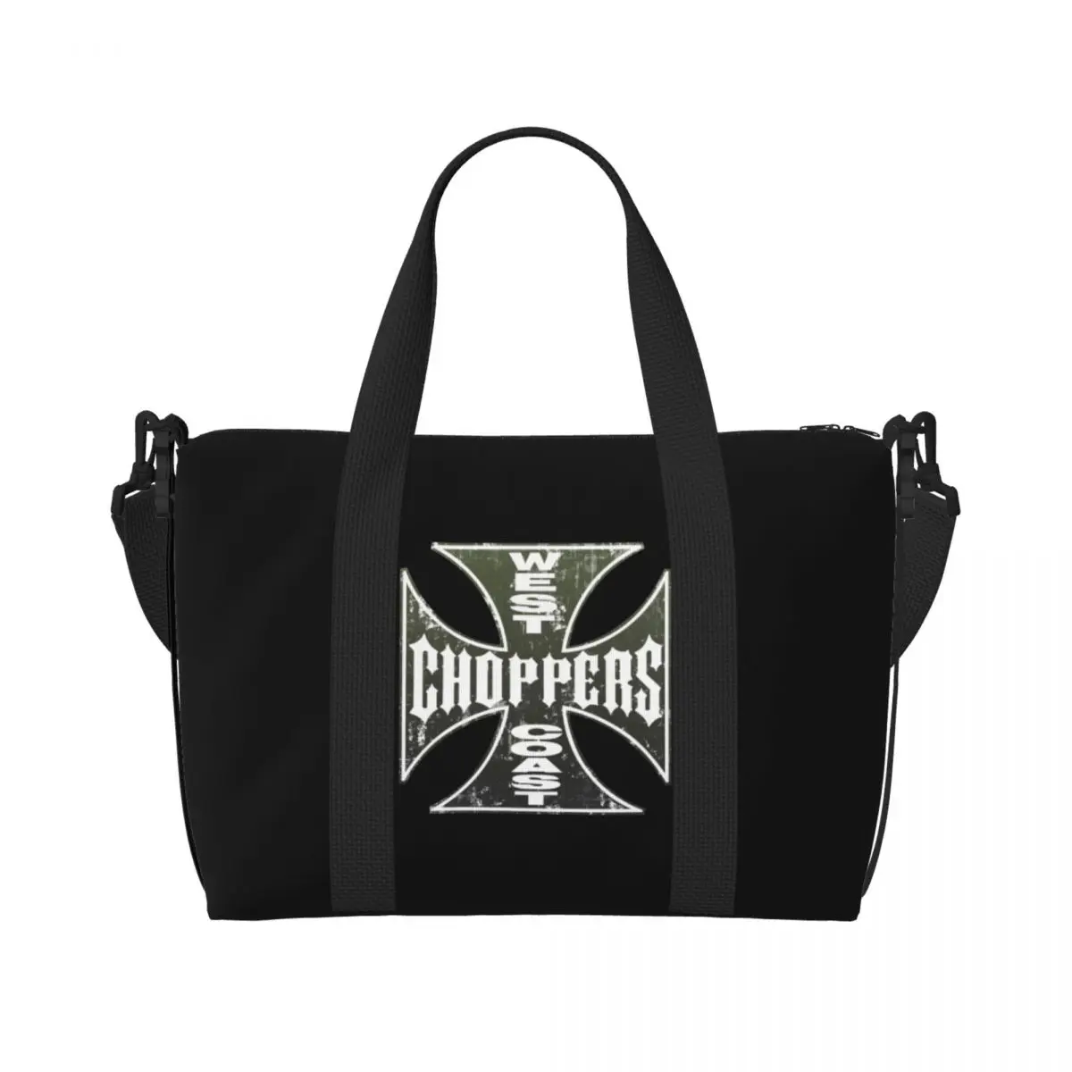 Custom West Coast Iron Cross Choppers Tote Bag Women Large Capacity Beach Gym Travel Bags
Custom West Coast Iron Cross Choppers Tote Bag Women Large Capacity Beach Gym Travel Bags