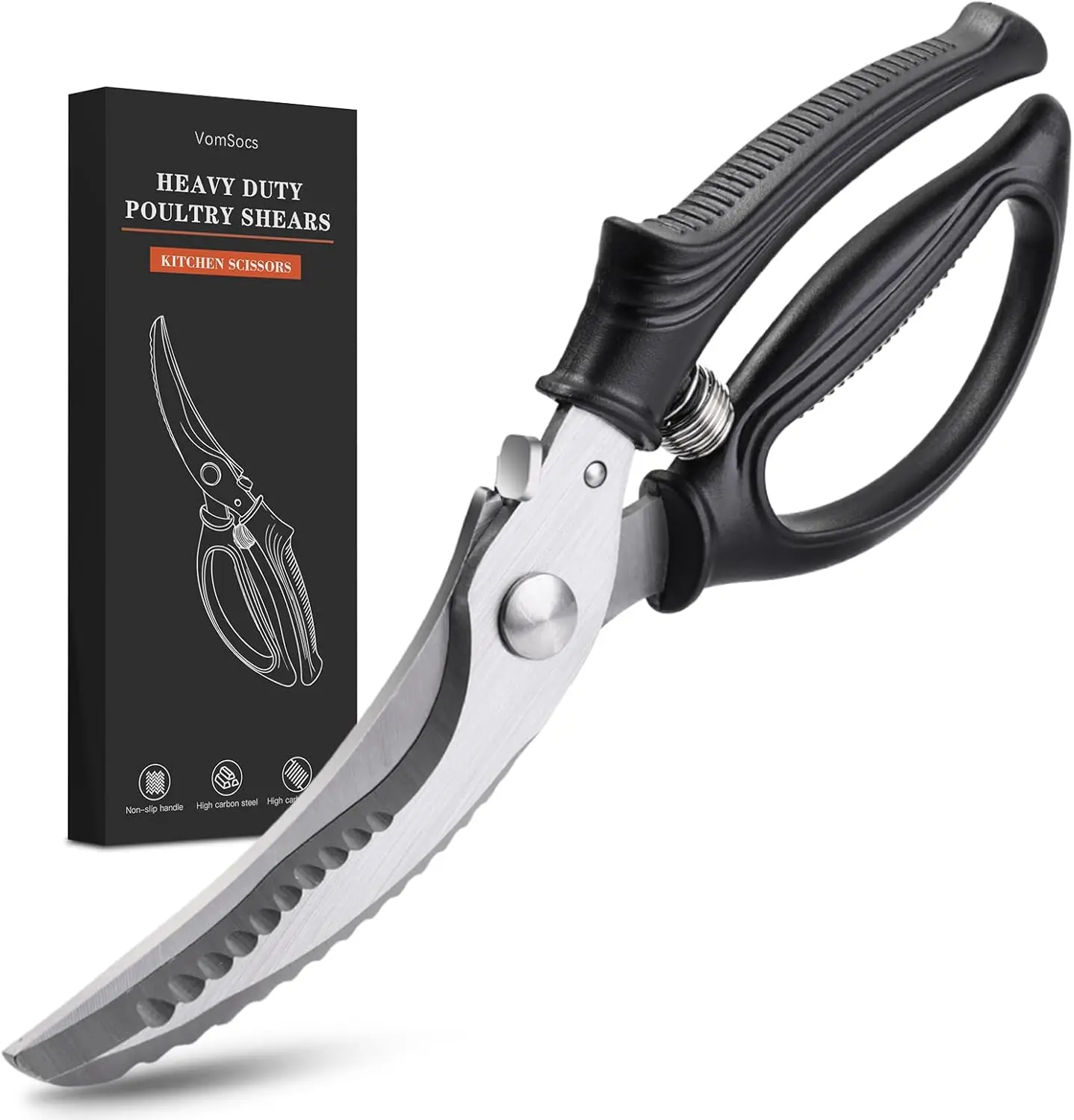 Poultry Shears, Kitchen Shears with Spring Loaded, Heavy Duty Poultry Scissors for Meat, Chicken,Turkey, Anti-Slip Handle,Safety Lock,Dishwasher Safe
Poultry Shears, Kitchen Shears with Spring Loaded, Heavy Duty Poultry Scissors for Meat, Chicken,Turkey, Anti-Slip Handle,Safety Lock,Dishwasher Safe
