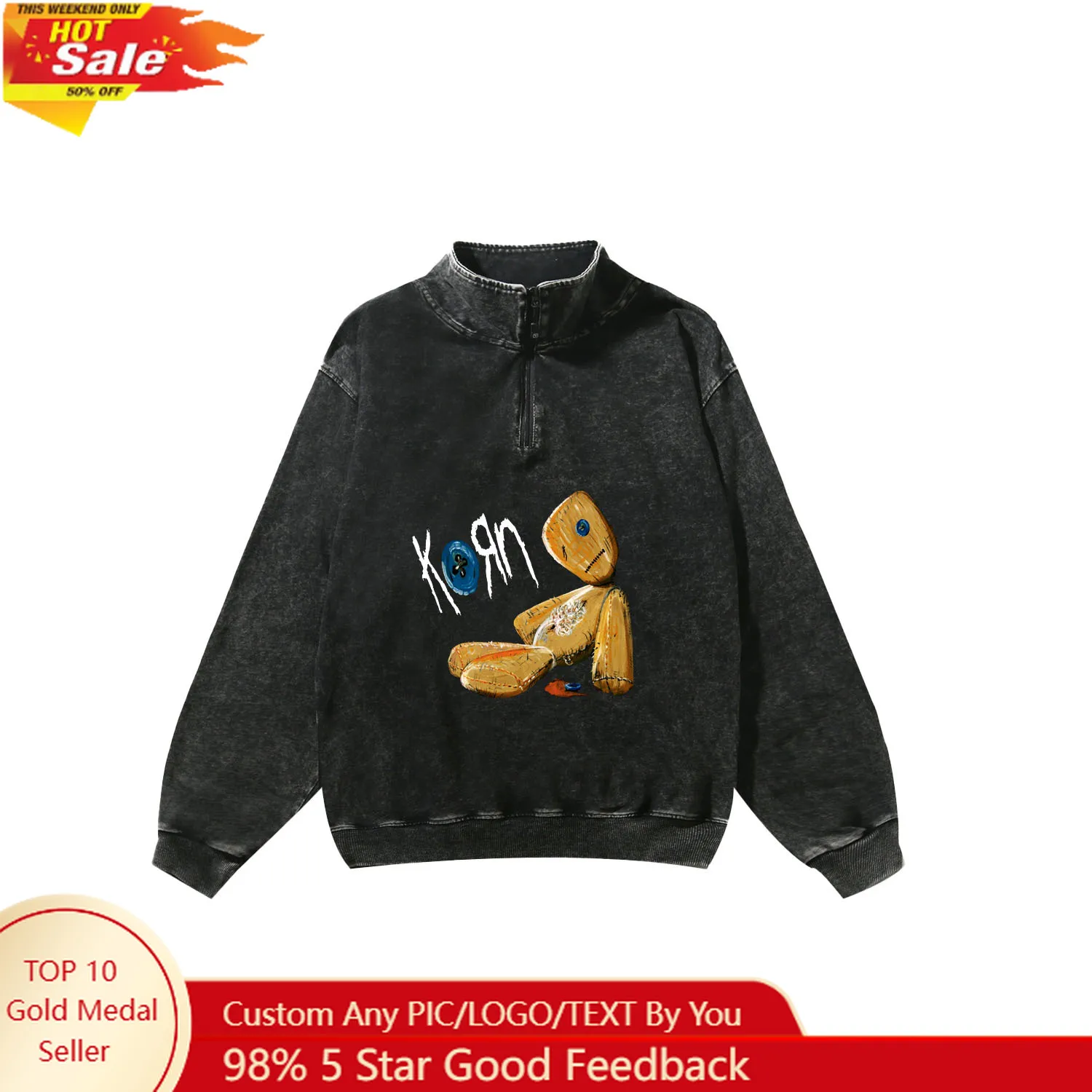 Korn Rock Band Custom Retro Sweatshirt Mans Womans Half Zipper Vintage Sweat Shirt Photo Custom Made Tops
Korn Rock Band Custom Retro Sweatshirt Mans Womans Half Zipper Vintage Sweat Shirt Photo Custom Made Tops