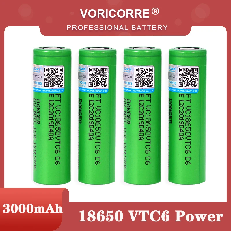 VariCore VTC6 3.7V 3000mAh 18650 Li-ion Battery 20A Discharge 18650VTC6 Flashlight E-cigarette batteries
VariCore VTC6 3.7V 3000mAh 18650 Li-ion Battery 20A Discharge 18650VTC6 Flashlight E-cigarette batteries