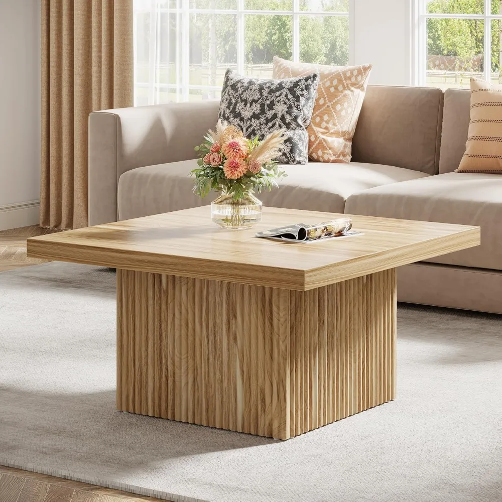 Square Coffee Table, 31.5-Inch Fluted Coffee Table, Mid-Century Modern Living Room Table, Large Cocktail Table for Living Room,
Square Coffee Table, 31.5-Inch Fluted Coffee Table, Mid-Century Modern Living Room Table, Large Cocktail Table for Living Room,