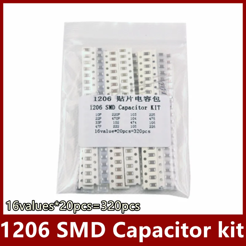 16values*20pcs=320pcs 1206 SMD Capacitor assorted kit 10PF-22UF 33P 47P 105M 225M 475M Samples kit
16values*20pcs=320pcs 1206 SMD Capacitor assorted kit 10PF-22UF 33P 47P 105M 225M 475M Samples kit
