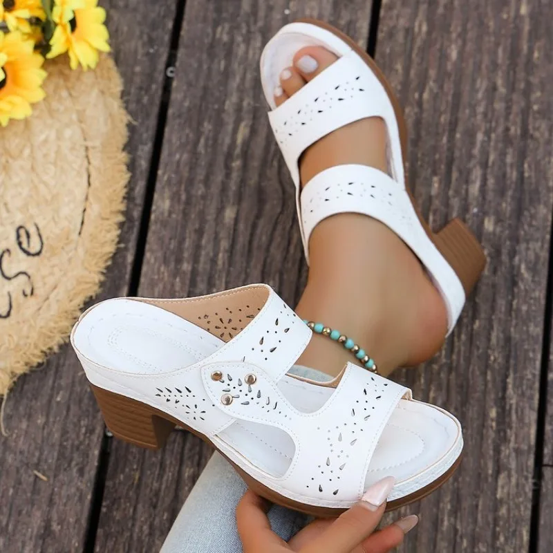 Women Sandals Block Heel Open Toe PU Leather Hollow Out Floral Slip on Mules Casual Summer Comfort Walking Dress Shoes New
Women Sandals Block Heel Open Toe PU Leather Hollow Out Floral Slip on Mules Casual Summer Comfort Walking Dress Shoes New