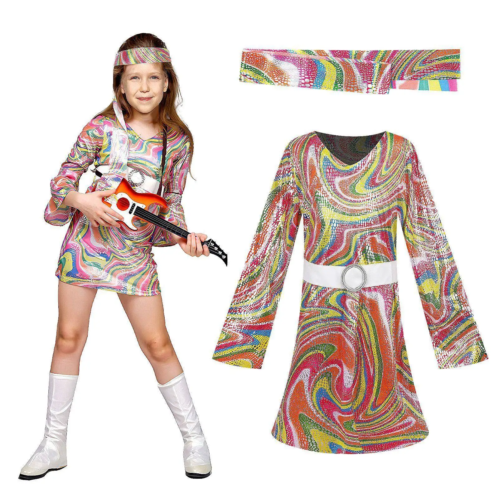 Retro Hippie Costume for Kids Carnival Party Stage Performance Suit Halloween Theme Traditional Chinese Ethnic Women's Wear
Retro Hippie Costume for Kids Carnival Party Stage Performance Suit Halloween Theme Traditional Chinese Ethnic Women's Wear
