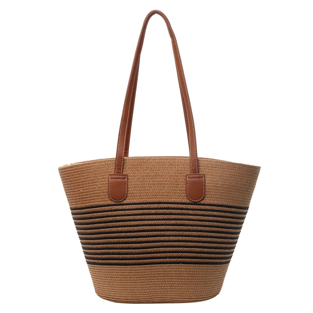 Women Fashion Tote Bag with Zipper Stripe Woven Straw Handbag Large Capacity Summer Daily Bag Solid Color for Shopping Work
Women Fashion Tote Bag with Zipper Stripe Woven Straw Handbag Large Capacity Summer Daily Bag Solid Color for Shopping Work