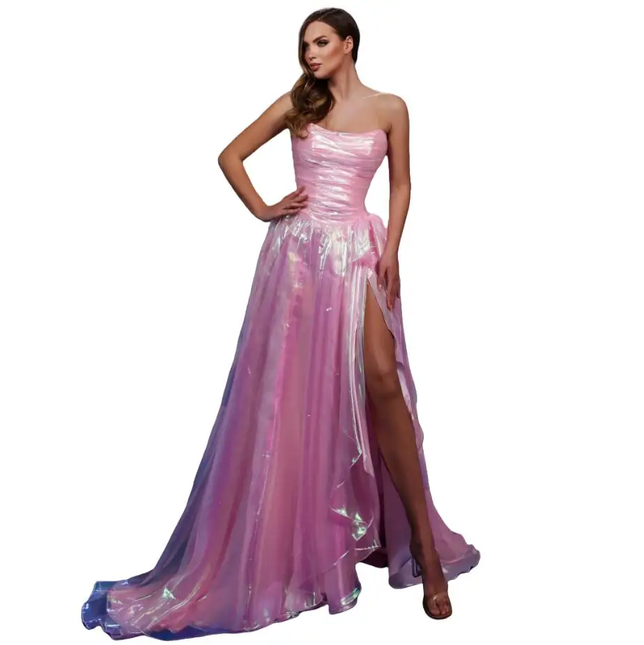 Strapless Evening Dresses for Women A Line Shiny Maxi Gown High Slit vestido de novia Formal Prom Dress Customized
Strapless Evening Dresses for Women A Line Shiny Maxi Gown High Slit vestido de novia Formal Prom Dress Customized