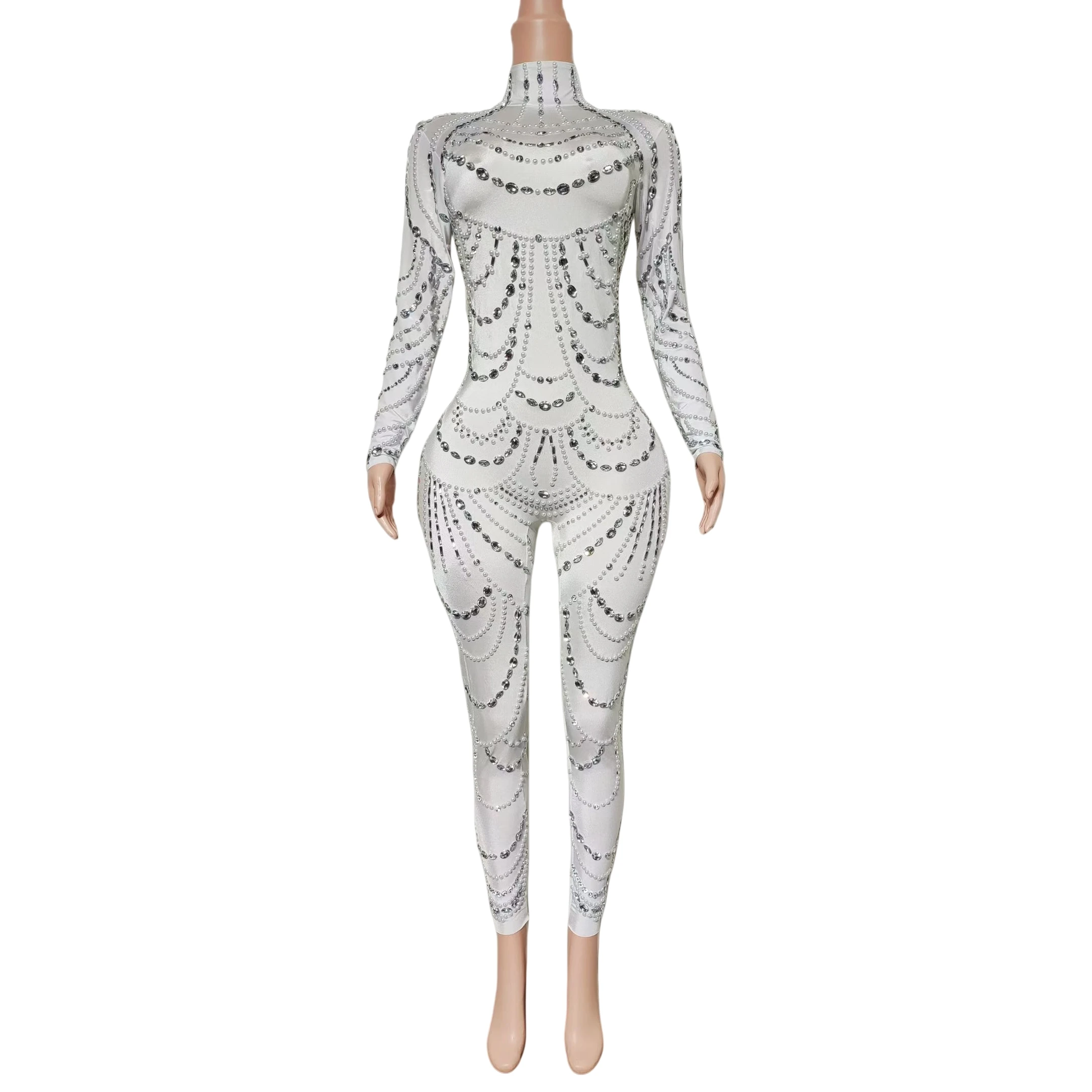 White Spandex Tight Fitting Sexy Jumpsuit Event Sparkly Rhinestone Club Drag Queen Performer Wear Night Party Dance Show Outfit
White Spandex Tight Fitting Sexy Jumpsuit Event Sparkly Rhinestone Club Drag Queen Performer Wear Night Party Dance Show Outfit