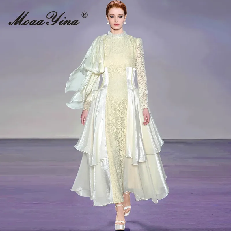 MoaaYina ribbon long sleeved lace patchwork ruffle hem waist cinching elegant big swing dress long dress elegant women's party
MoaaYina ribbon long sleeved lace patchwork ruffle hem waist cinching elegant big swing dress long dress elegant women's party